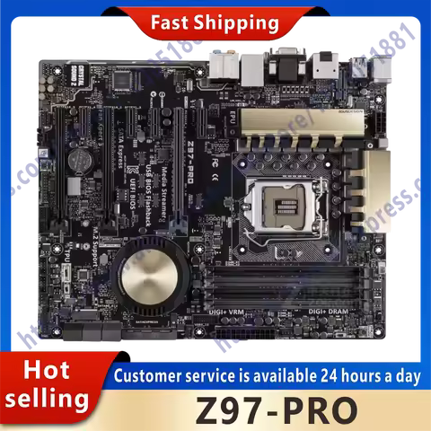 Used Z97 PRO desktop motherboard Z97 LGA 1150 for Core i7 i5 i3 DDR3 SATA3 USB3.0 original motherboa