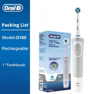 แปรงสีฟันไฟฟ้า D100 Oral B 2D หมุนซ้ายขวา7600รอบต่อนาทีแท่นชาร์จแม่เหล็กกันน้ำได้เต็มที่