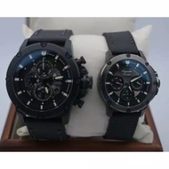 Jam tangan Couple Alexandre Christie AC6416 Full Black Original
