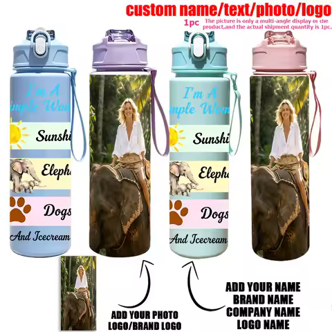 1pc 25-ounce personalized picture text water cup leak-proof sports kettle for family and friends to