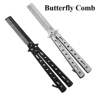 Foldable Butterfly Practice Comb Stainless Steel Hair Styling Tool for Safe Training Butterfly Comb