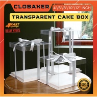 Transparent Cake Box 4/6/8/10/12 Inch Tunang Dulang Tinggi Birthday Gift Box Kotak Kek bekas Hantaran Perkahwinan Murah