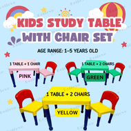 Kiddie study table with chair,plastic play table set,kiddie table with chairs,cute size,pink,green,yellow,school/home,BELIEVE