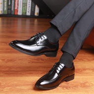 ☞รองเท้าอย่างเป็นทางการ รองเท้าบูท Men Leather Shoes Lace-Up Mans footwear Patent Leather Oxford Shoes