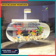 1 SET AKUARIUM AKRILIK /AQUARIUM MINI PIPA PVC MESIN FILTER LAMPU LED