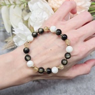 曙光-金曜石.白貝母.鈦晶-能量水晶手鍊