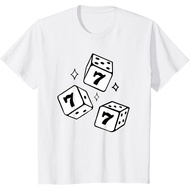 777 Lucky Dice Angel Number Blackwork Fun Shirt Cotton Short Sleeved T-Shirt Streetwear Camiseta Hom