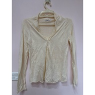 Conquest Japanese 2-hand linen shirt, size SM, light yellow