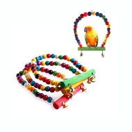 Bird Swing Toy Colorful Bird Toy Parrot Swing Cage Stand Frame Cockatiel Budgie Hanging Hammock