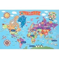 World Map Night Poster for Kids, Global Educational Wall Decor