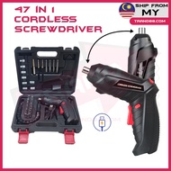 Trand88 3.6V Cordless Electric Screwdriver Drill 47pcs Rechargeable Cordless Screwdriver Drill Hand 