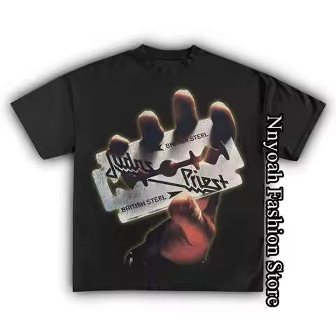 Judas Priest British Steel T-Shirt Men Women Summer Vintage Cotton Tops Tees Kids Short Sleeve Cloth