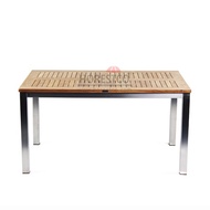 PREMIUM TEAK WOOD TOP WITH STAINLESS STEEL GRADE #304 FRAME AND USED FROM SIX TO EIGHT CHAIRS ACCURA OUTDOOR TABLE L240