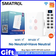 SMATRUL WiFi Switch No need neutral Smart Wall Light Switch RF/APP/Touch Control Timer Home Automation Support for Google Home/Nest &amp; Amazon Alexa/Tmall Genius/天猫精灵 1/2/3/4 Gang