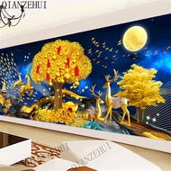 DIY Abstract Modern fortune tree fortune elk money tree fish Landscape-02 Diamond Embroidery,Round Full Diamond beads decoration painting rhinestone Diamond painting,beads painting