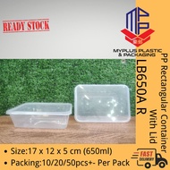 PP LB 650A 650ml Rectangular Disposable Plastic Food Container Safe For Microware Oven Heating - Bek