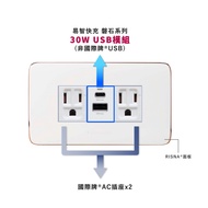 【易智快充】30W USB插座面板for國際牌®Risna®系列 白銅色-雙插座