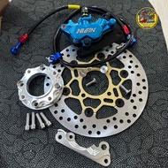 ชุดปั้มล่างWAVE125 ปั้มนิชชิน2POT+ขาจับ+จานจูปิเตอร์220MM.+สเปเซอร์+สายถักเอิร์น+น็อตจาน4ตัว+น็อตสเป