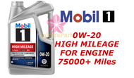 Mobil 1 High Mileage 0w20 Fully Synthetic Engine Oil 4.73L (ORIGINAL)