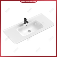 Ceramic wash basin customized bathroom rounded corner semi-recessed basin single basin sink basin wash face wash basin countertop integrated ceramic