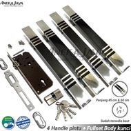 [ Satu Set ] Handle set kunci daun pintu dua 2 Panjang 45 cm & 60 cm hitam / Gagang pintu rumah / Ta