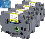 Weemay 4 Pack Compatible Label Tape Replacement for TZe 18mm Laminated 3/4 (0.7) Inch Tape Black on 