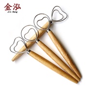 Heart-Shaped Mixer Double-Core Oak Flour Coil Single-Core Flour Mixer Denmark Oak Handle Flour Stick