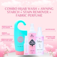 RAYA NIQA HQ- COMBO 4 - HIJAB WASH + INSTANT STAIN REMOVER + HIJAB AWNING STARCH + FABRIC PERFUME AT