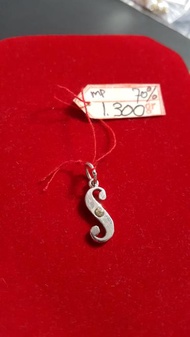 LIONTIN KALUNG HURUF S EMAS PUTIH ASLI PERHIASAN ABJAD LOGO