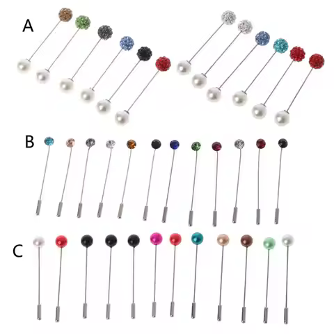 12Pcs/Set Women Brooch Pins Crystal Hijab Scarf Pearl Safety Pin Sweater Shawl Clips