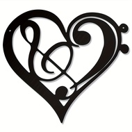 Heart Metal Music Wall Decor, Musical Notes Metal Wall Art Vintage Music Theme Note Hanging Wall Sign Music Room Wall Sticker