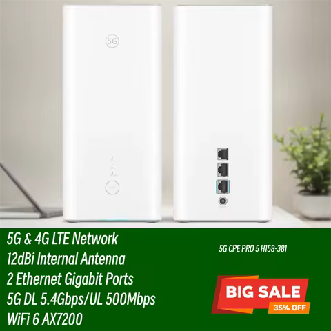 Dual Band Brovi 5G CPE PRO 5 H158-381 WiFi 6 AX7200 Indoor Modem 5G Sim Card 4G LTE Cat20 Wireless W