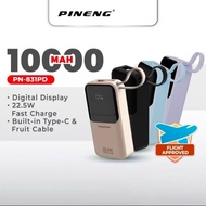PINENG PN-831PD 10000mAh Fast Charging 22.5W Built-in Cable Lightweight Mini Size