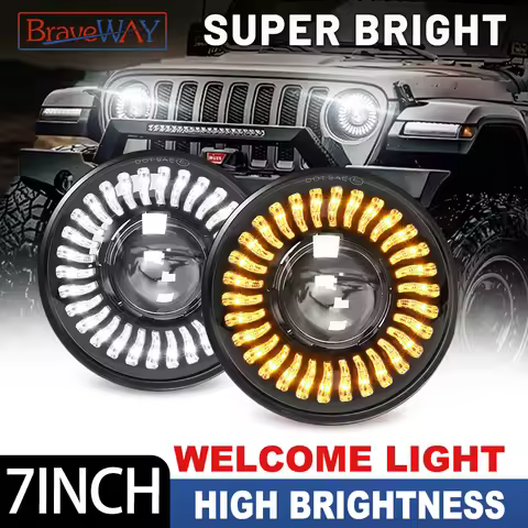 RGB 7 Inch Round LED Headlight For Jeep Wrangler JK JL CJ Offroad, for Hummer H2 and other H6024 Hea