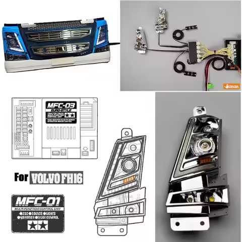 JUWUBA 1:14th Scale 4 In 1 Light Set Lamp System MFC-03 01 For Tamiya RC Truck Tipper VOLVO FH16 750