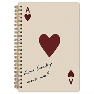 1pc Lucky Poker Red A Print Spiral Notebook, 13.97 X 21.08 Cm, 50 Double-Sided High-Quality Pages, E