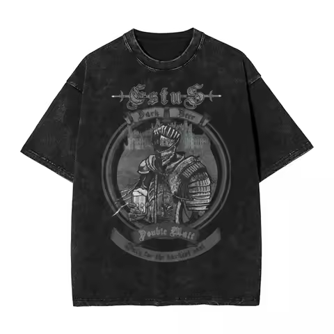 For The Darkest Soul Dark Souls Washed T Shirt Streetwear Hip Hop Vintage T-Shirt Tees Men Women Sho