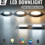 [Sirim] LED Downlight 12W 18W 24W Ultra Slim LED Recess Downlight Round / Square Lampu LED Downlight