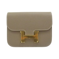 大象灰 Epsom牛革 雙折 Constance Slim 短夾 U刻 金扣