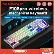 Meta F108 Pro Mechanical Keyboard 108 keys Bluetooth/2.4G/wired Hot Swappable RGB light Office Gamin