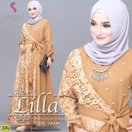 Gamis Wanita Terbaru Motif / Detail Brokat LILLA DRESS MAXI Pesta Terlaris