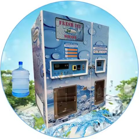 100kg/24h Commercial Automatic Portable Self Serve Hotel Crystal Ice Maker And Water Cube Dispenser 