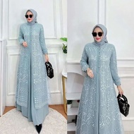 Hayya Dress Brokat Wanita Remaja Dewasa Model Terbaru 2024 Ukuran S M L XL XXL Warna Soft Sage Green