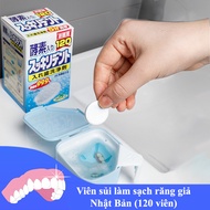 Hộp 120 viên vệ sinh khay niềng răng trong suốt răng giả Nhật Bản