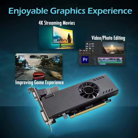 Low Profile Graphics Card 4GB GDDR5 128-Bit VGA DVI PCI Express Video Card for PC Gaming DirectX 12 