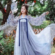❤Hanfu  Hanfu Super Fairy Original Canghai Fu Traditional Hanfu Women's Embroidered Flower Double-breasted Big Sleeve Shirt Improved Full-chested Fairy Skirt