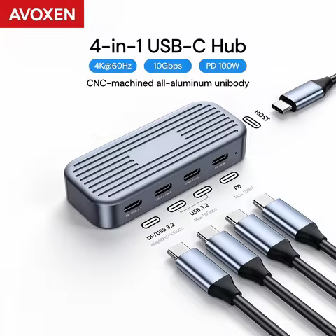 USB C Hub 4K 60Hz Video Transfer PD 100W 10Gbps Aluminium USB 3.2 Gen 2 Hub Laptop Docking Station T