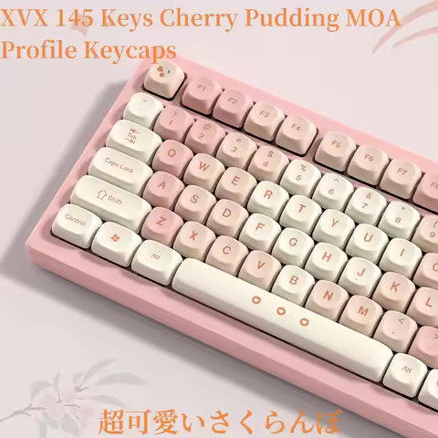 XVX MOA Keycaps Pink Cherry/sakura Keycaps Custom Keycaps for 75 Percent Dye-Sublimation 140 Keys Ke