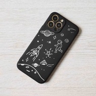 黑白太空星球土星全包手機殼iPhone 16 15 14 Plus Pro Max space