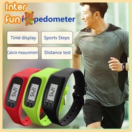 [InterfunS] LED Pedometer Bracelet Step Counter Watch 12/24H Time Display Step Counter Watch Silicon